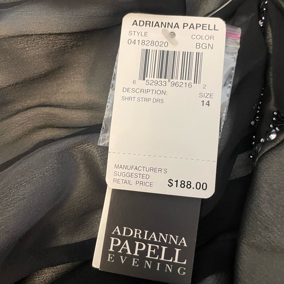 Adrianna Papell Evening Black Shimmering Dress Beaded Size 14 - Picture 7 of 10